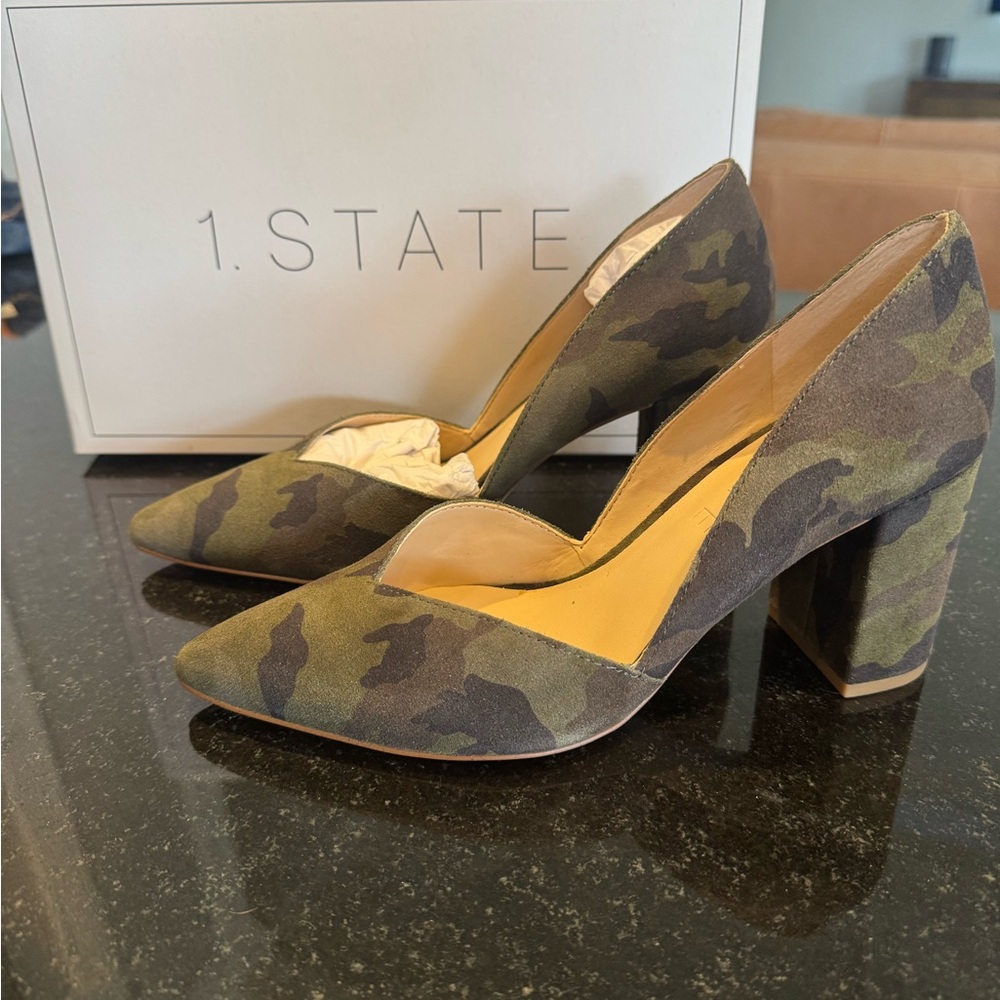 1. State Camo Chunky Heel Shoes